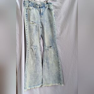 Cello Light Blue Distressed Flare Jeans